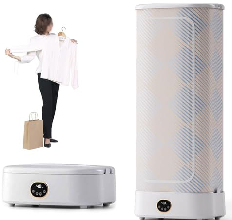 POGOAO Portable Steam Automatic Dryer, 1000W Automatic Clothes Dryer Machine with Remote Control, 240min Timer, 360° Hot Air Circulation, Foldable Ironing Machine for Home, Dormitories