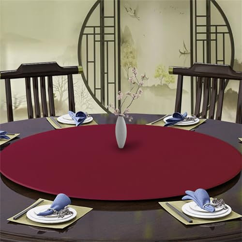 Highdi Elastische Tischdecke Rund Abwaschbar, Cocktail Spanntischdecke Rund Gartentischdecke Outdoor Round Tischdecke mit Gummizug für Esszimmer, Küche und Picknick (160cm,Burgunderrot)