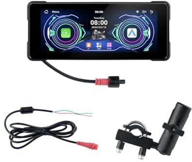 Sctecoau 7 Pulgadas Motocicleta Inalámbrica Carplay y Android Auto Cámara Trasera Delantera Doble Bluetooth DVR Navegación GPS Pantalla B