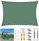 Carport - Pare-soleil rectangulaire carré avec kit de fixation et haubans - Résistant aux UV - Vert foncé - 3 x 5 m