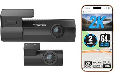 BlackVue Elite 8 2CH 64GB Dash Cam - UK Edition - 2K/2K QHD Front & Rear Dashcam, STARVIS 2, HDR, Wi-Fi, GPS, Night Vision, Power-Saving Parking Mode, 4G LTE Ready, App & Cloud Features