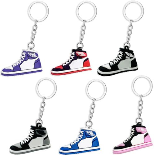 AKJAXQU 6stk Basketball Sneaker Schlüsselanhänger, Basketball Sneaker Schlüsselanhänger, Mini Basketball Schlüsselbund, Sport Geschenk Anhänger