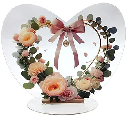 Corona de corazón para puerta, corona de San Valentín, placas decorativas en forma de corazón, adornos de escritorio con decoración de mesa de flores realistas para boda
