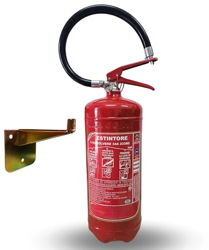 1 Estintore Polvere 6 KG - ANNO: 2025 + MANUALE USO E MANUTENZIONE - CERTIFICATO E OMOLOGATO A NORMA DI LEGGE + STAFFA E CARTELLO - Soluzione Sicurezza Antincendio Professionale