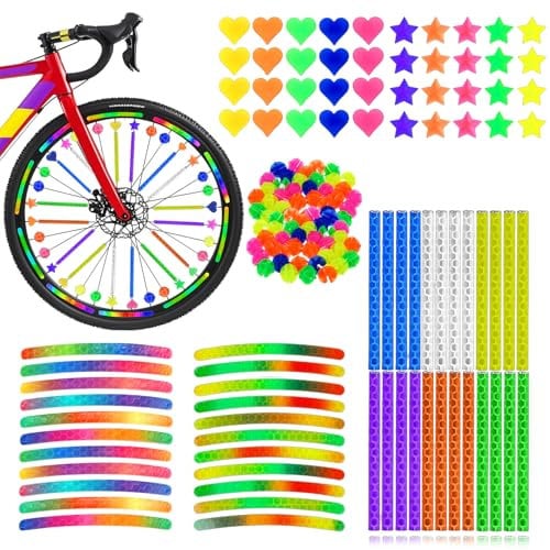 171 Stück Speichenreflektoren Fahrrad, 360°Sichtbarkeit Reflektierende Speichenblumen- Dekoration, Reflektor-Aufklebern für Kinder Fahrräder, passend für Mädchen und Jungen Fahrrad-Speichen-Dekoration