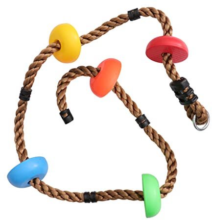 Kisangel 1 Stück Scheibenkletterseil im Freien Spiele im Freien Kletterseil für Kletterspielzeug hölzern Bunt Zufällige Farbe