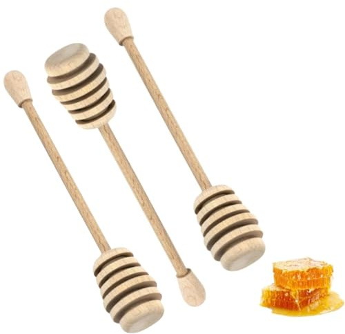 PARENCE.- Lot de 3 Cuillères à Miel en Bois – Bâtonnet Miel Naturel avec Rainures | Accessoire Dosage & Service Miel, Boisé
