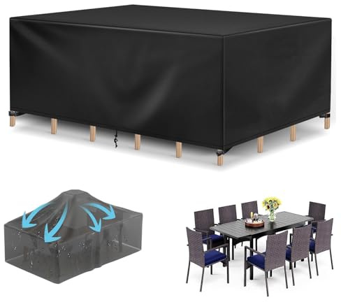 Abdeckung für Gartentische 230x100x74cm/Länge x Breite x Höhe reißfeste Möbelabdeckung für Sitzgruppe Gartentisch Quadrat Schutzhülle Loungemöbel Terrassenmöbel Rechteckig Gartenmöbel Abdeckung