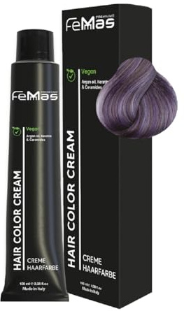 FemMas Haarfarbe Fantasy Lavendel I Creme Haarfarbe mit Arganöl, Keratin & Ceramiden I Als dauerhafte Haarfärbung oder Tönung für strahlende, haltbare Farbergebnisse I 100 ml