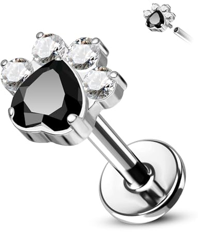 CM Crareesi Mania Titan Helix Stecker Pfote Conch Tragus Piercing Schmuck 16G 8mm Labret lippenpiercing Herz CZ Flachrücken Knorpel Ohrringe Stecker für Frauen Männer