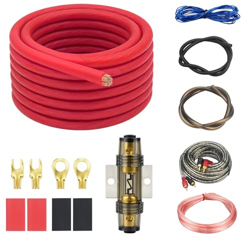 Aiyomi Subwoofer Kabel Set, 4GA 5M Verstärker Kabel Set, Car Audio Wire, Endstufen Anschluss, Auto Subwoofer Kabel