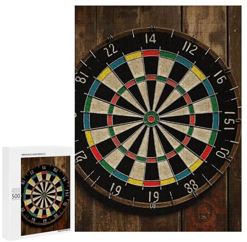 Adults Wooden Puzzles for Home Decor, Unique Shaped Dart Board Puzzle with Exquisite Box, Personalized Wooden Jigsaw 500 PCS for Family Game Gift, Travel, Art Decor
