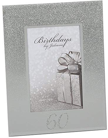 60th Birthday 4 x 6 Glitter Mirrored Glass Frame, 60 design