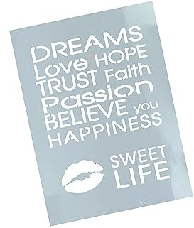 Schablone XL Sweet Life mit Kussmund - Textschablone Stencil Wandschablone - Malerei Airbrush Textilgestaltung Wand Deko Möbel Dekor - zAcheR-fineT