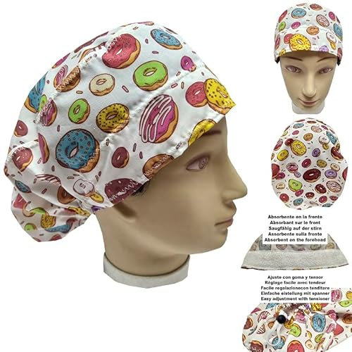 BolsoHatillo TC - Gorro de quirofano mujer estampado Donunts para pelo Largo
