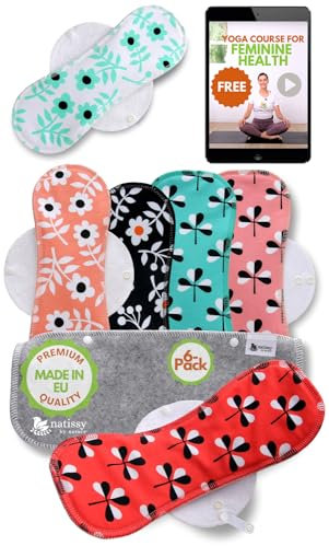 Waschbare Binden Stoffbinden waschbar bio Baumwolle; 6-Pack (Größe L+XL) wiederverwendbare Binden Waschbar MADE IN EU; Waschbare Stoffbinden starke Blutung; Baumwollbinden Damenbinden Menstruation