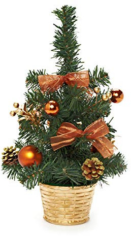 HEITMANN DECO dekorierter Weihnachtsbaum - Kleiner künstlicher Tannenbaum mit Schmuck - Gold, Kupfer - Kunststoffbaum