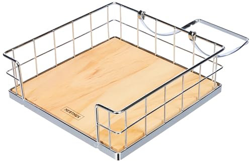 Nerthus FIH 549 - Servilletero de Acero Inoxidable y Base de Madera