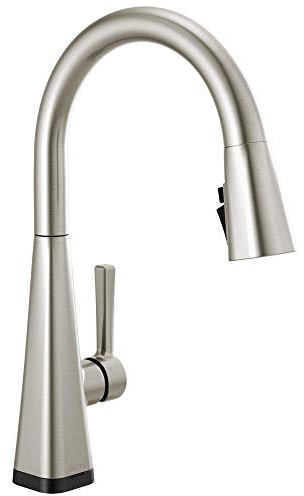 Delta Faucet Lenta Touch Kitchen Faucet Brushed Nickel, Kitchen Faucets with Pull Down Sprayer, Kitchen Sink Faucet, Faucet for Kitchen Sink, Touch2O Technology, SpotShield Stainless 19802TZ-SP-DST