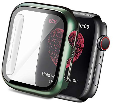 Yolovie Compatible con Apple Watch Case Protector de Pantalla de Vidrio Templado 38mm, Serie 3/2/1 Slim Cover Bumper Hard PC Marco Protector Protección Completa para iwatch (38mm Verde)