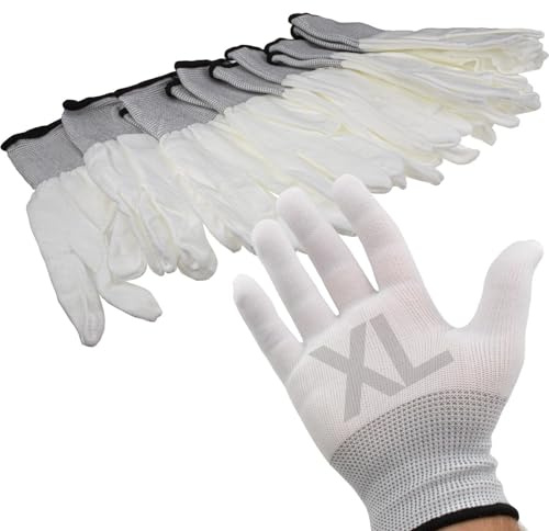 White Work Gloves Anti Static Non Slip [6 Pairs] Size : XL