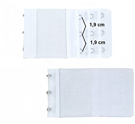 U.W. BH Verlängerung 6-13 cm Erweiterung 3 Haken 3 Reihen Verschluss Gummi (Weiß)