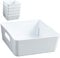 6x Ordnungsboxen - 6 cm hoch - WEIß - 15x15x6cm - 1 Liter - Ordnungskorb - Schubladenorganizer Schublade - Organizerbox - Ordnungssystem Kunststoff - Aufbewahrung Bad Korb Schrank Schreibtisch Kiste