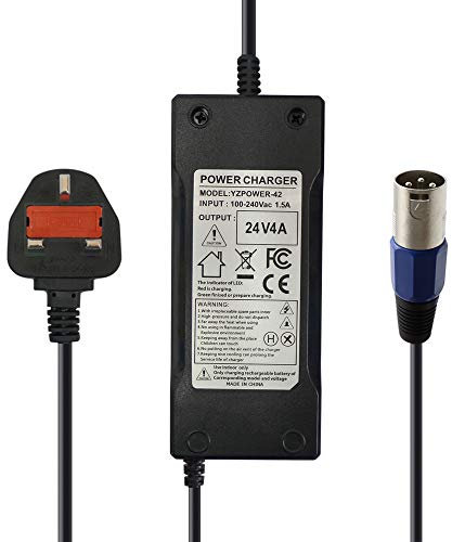 aunstarwei 24V 4A 96W XLR Mobility Battery Charger for Jazzy Power Chair Go-Go Mobility Wheelchair Electric Pride mpv5 Auto XLR