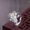 RFEGEF Offener Ring Damen,Verstellbarer Ring 925 Silber Mode Und Frische Lilie Offener Ring Romantischer Schmuck Geschenk Für Mädchen Frauen Paar Verlobung Hochzeit Ewigkeit Ring Geschenk