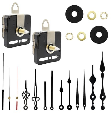 MMOBIEL 22-teiliges Ersatzteil-Set mit hohem Drehmoment für DIY Wanduhren, Set mit 12 Uhrzeigern und 2 Motoren, 25 mm Welle