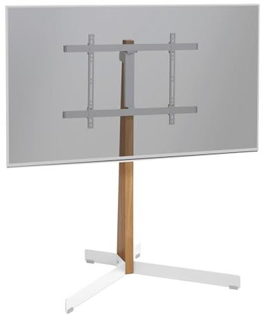 Vogel's TVS 3695 TV-Ständer für 40-77 Zoll Fernseher, Max. 50 kg, Schwenkbar bis zu 90°, Max. VESA 600x400, TV-Standfuß aus Hochwertigem PEFC-zertifiziertem Eichenholz und Stahl, Weiß