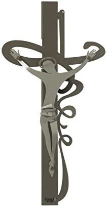 Arti & Mestieri Kreuz mit kleinem Design, 100 % Made in Italy, aus Eisen, 23 x 45 H cm (Bronze und Sand)
