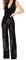 ORANDESIGNE Damen Jumpsuit Elegant Ärmellos Tiefer V-Ausschnitt Hohe Taille Overall mit Pailletten Cocktail Party Festlich Overalls Hosenanzug Playsuit Lang Romper Z Schwarz 40