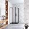 90x90x195 cm Box Doccia Semicircolare Apertura Battente Saloon Vetro 6 mm Temperato Satinato Anticalcare con 2 Barre Stabilizzatrici Telai in Nero Opaco