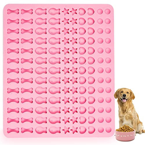 Ruikdly Silikon Backmatte Hundeleckerli Backmatte Hundekekse Mini Backunterlage für Backofen Backform für Hundeleckerli Wiederverwendbare Backunterlage für den Backofen Pralinenform Backpapier(Rosa)