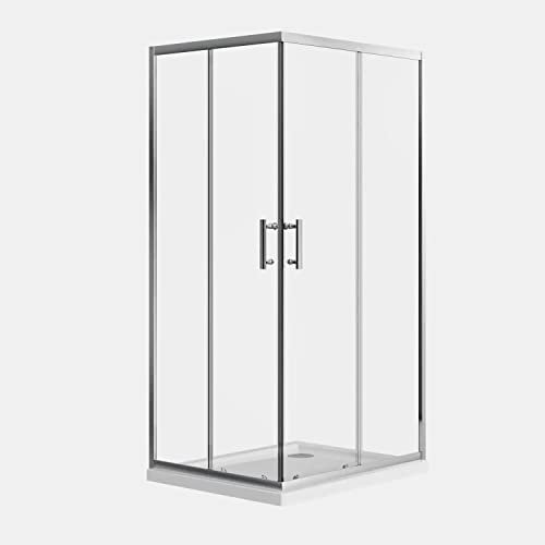 Box doccia 70x100 angolare scorrevole h190 vetro temperato trasparente 6mm trattamento anticalcare maniglia in acciaio inox 304 mod. Tenerife