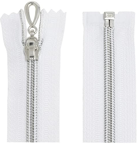 Aerzetix - C64094 - Set di 2 Cerniere Lampo a Spirale N°5 70cm separabile autobloccante - Rete in Nylon Argento - tiretto cursore in Metallo - Colore Bianco - merceria