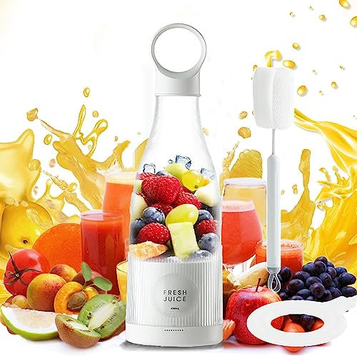 GAESHOW Mini Portable Blender - Personal Smoothie Maker with 4 Blades, Rechargeable Type-C, Ideal for Travel, Office, Gym