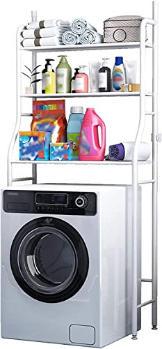 Oceano Scaffale Sopra WC Lavatrice Mensola Organizzare Lavanderia Bagno Cucina Salvaspazio Ordine Prodotti Pulizia Carta Igienica Asciugamani Metallo Acciaio 3 ripiani (Lavatrice)
