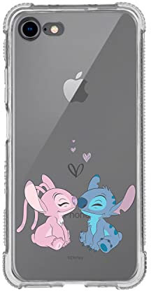 iPhone 7-8 Case - SE - SE 2022 Official Lilo & Stitch Transparent Reinforced Kiss to Protect Your Mobile Phone. Choose the Case Type You Like Best with Official Disney License