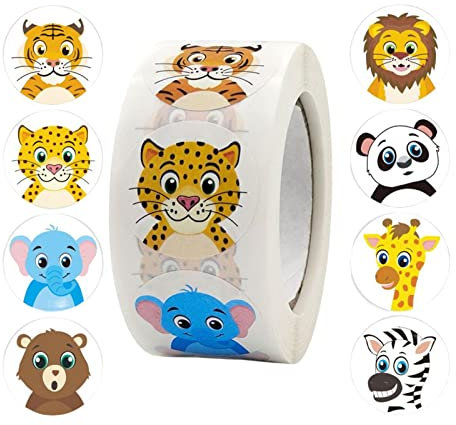 Wontool Runde Tieraufkleber, Entzückende Farm Animal Sticker Sheets, Tieraufkleber für Kinder, Gastgeschenke, Geschenkanhänger, jeweils 2,5 cm im Durchmesser