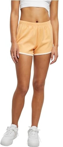 Urban Classics Damen Shorts Ladies Organic Interlock Retro Hotpants paleorange/whitesand 5XL