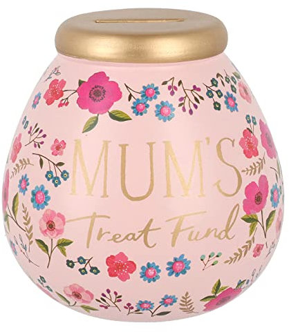 Pot of Dreams Hand Painted Mum's Treat Fund Save And Smash Handcrafted Pink Color Ceramic Money Box Piggy Bank | Decorative Gift and Saving for Treat Fund