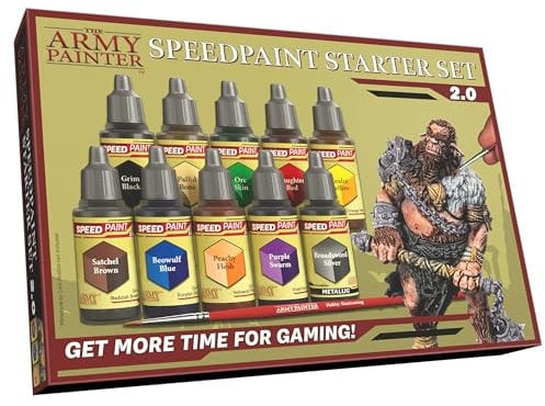 The Army Painter, Speedpaint 2.0 Starter Set, 10 x 18 ml Acryl Contrast Modellbau Farben Set, inkl. 1 metallic & 1 Pinsel - Modell Malen für Wargames Tabletop Figuren & Miniaturen