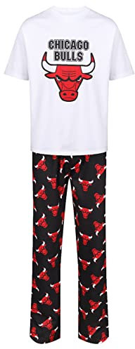 Mens Character Pyjamas Sleep Lounge Night Wear M to XXL Basketball Short Sleeve PJ Set (Chicago XL)