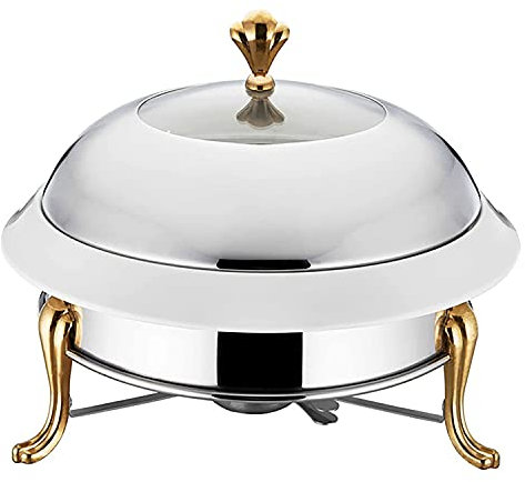 ACiyD Chafing Dish Buffet Set, Round Durable Chafing and Buffet Warmer Set, Stainless Steel Chafing for Kitchen Party Dining Buffet,Silver,Stainless Steel Liner (Gold Stainless Steel Liner)
