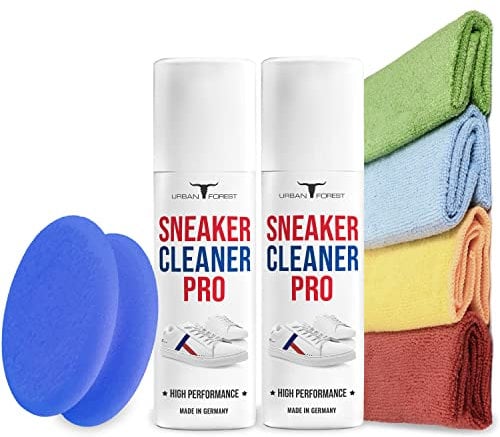 SPARSET 2x Sneaker Reiniger 150ml + Schwamm + 4 Mikrofasertücher zur Sneaker Pflege 6 Schuhpflege | Schuh Reiniger für Leder & Kunstleder | Sneaker Cleaner Pro von URBAN FOREST