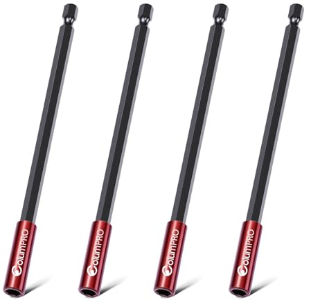 ColumPRO Bithalter magnetisch 300 mm, 4er-Set, S2-Stahl, 1/4 Zoll Sechskant | Extra lange 300-mm-Bit-Verlängerung aus S2-Stahl für tiefe Schraubstellen, passend für Akkuschrauber und Schlagschrauber