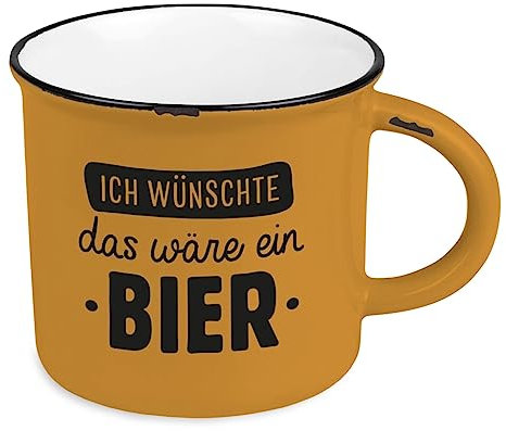 Kaffeetasse vintage| Keramik Becher zum verschenken | 400 ml | Ich wünschte das wäre ein Bier, Weiß