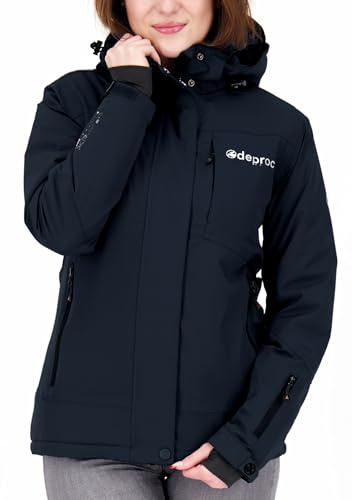 DEPROC-Active Damen Damen Winterjacke Skijacke Abnehmbare Kapuze Gefüttert Wasserdicht Wetterfest Windbreaker Übergangsjacke Parka Regenjacke